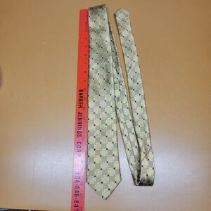 Jos. A. Bank Executive Collection Mens Silk Tie Gold Blue Geometric Polka Dot
